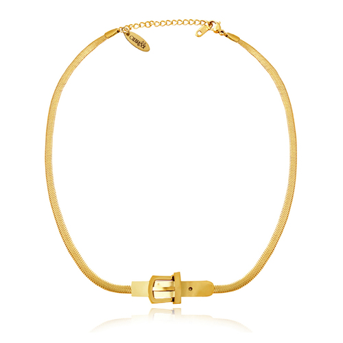 Culturesse Hallie Buckled Snake Chain Necklace (Gold)