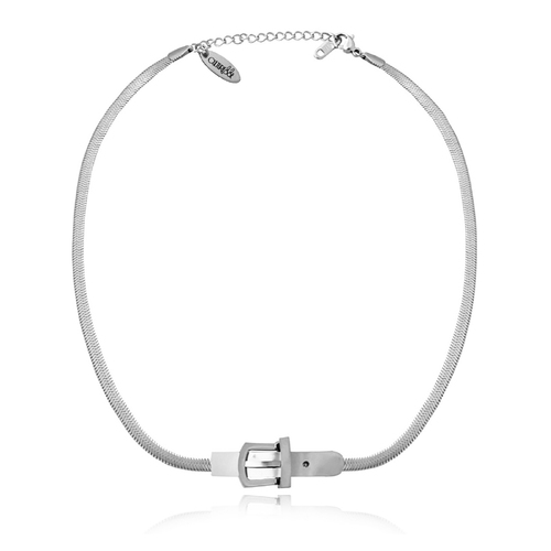 Culturesse Hallie Buckled Snake Chain Necklace (Silver)