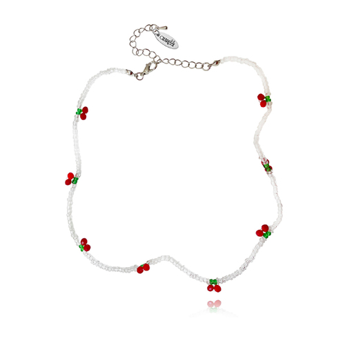 Culturesse Cherry-ish Beaded Necklace (Clear)