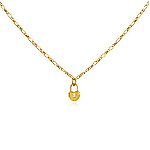 Culturesse Essie Fine Heart Padlock Pendant Necklace (Gold)