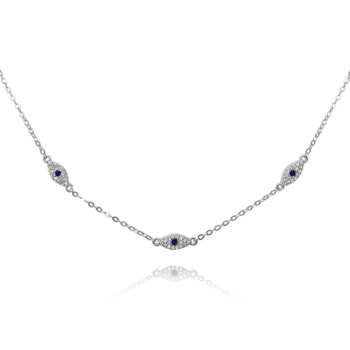 Culturesse Birdie Evil Eye Necklace / Choker (Silver)