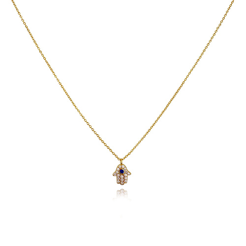 Culturesse Esin Hand Evil Eye Pendant Necklace (Gold)