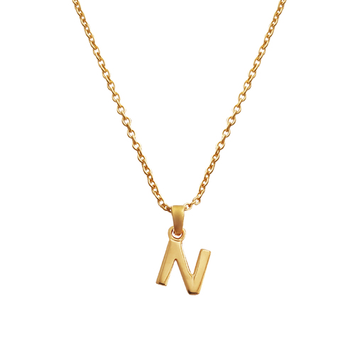 Culturesse 24K Gold Filled Initial N Pendant Necklace