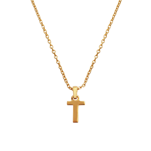 Culturesse 24K Gold Filled Initial T Pendant Necklace