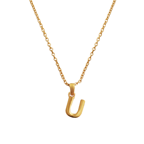 Culturesse 24K Gold Filled Initial U Pendant Necklace