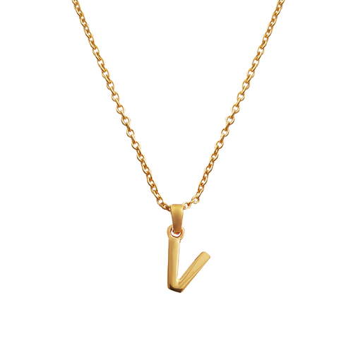 Culturesse 24K Gold Filled Initial V Pendant Necklace