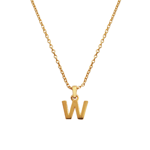 Culturesse 24K Gold Filled Initial W Pendant Necklace