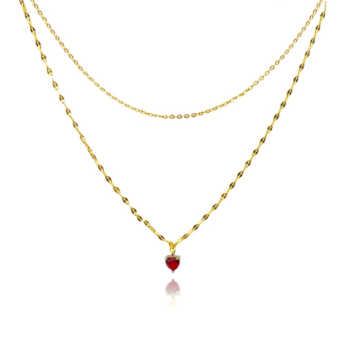 Culturesse Lorabelle French Dual Chain Heart Pendant Necklace 