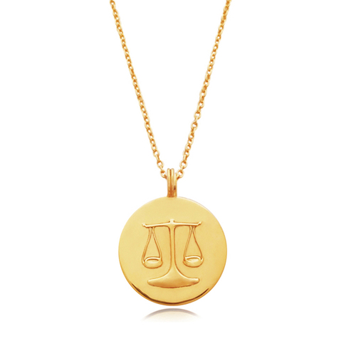 Culturesse She Is Libra Artisan 24K Gold Zodiac Pendant Necklace