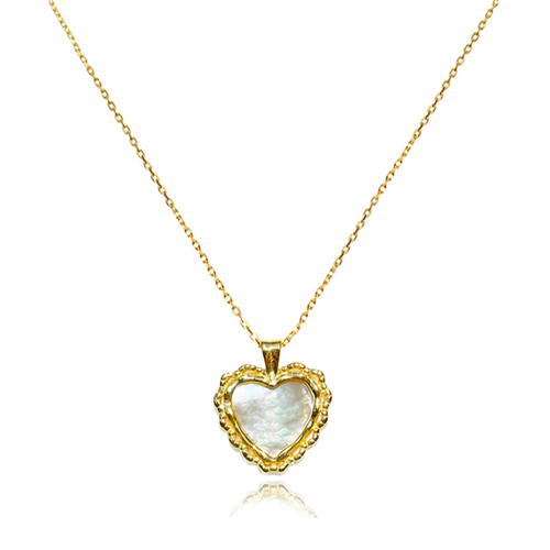 Culturesse Charme Mother of Pearl Heart Pendant Necklace (Gold Vermeil)