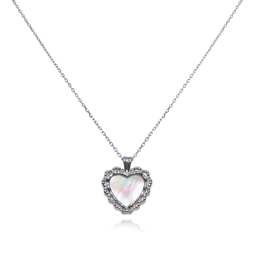 Culturesse Charme Mother of Pearl Heart Pendant Necklace (Silver)