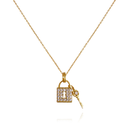 Culturesse Key To My Heart Diamante Padlock Necklace 