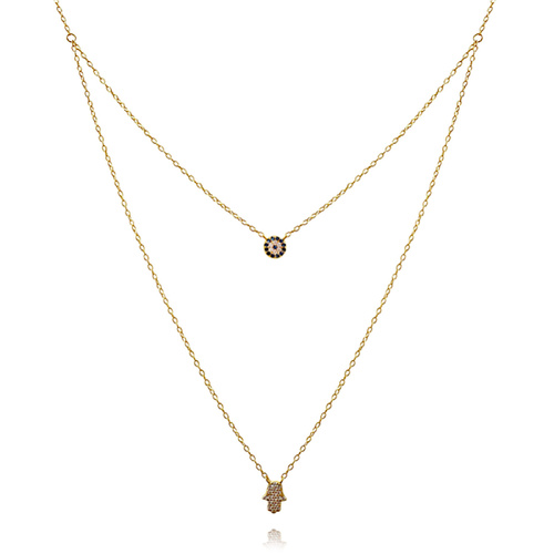 Culturesse Alara Luck Evil Eye Layering Necklace (Gold)