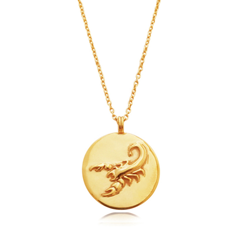 Culturesse She Is Scorpio Artisan 24K Gold Zodiac Pendant Necklace