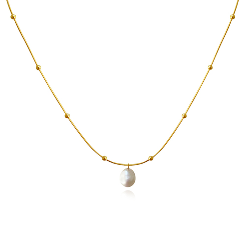 Culturesse Vanna Freshwater Pearl Pendant Necklace (Gold)