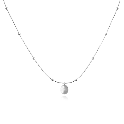 Culturesse Vanna Freshwater Pearl Pendant Necklace (Silver)