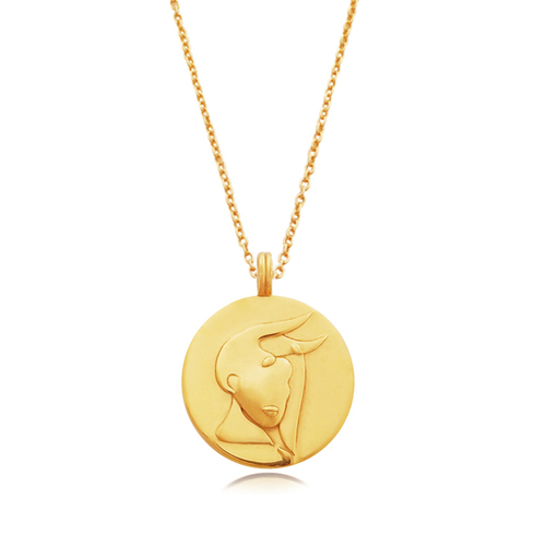 Culturesse She Is Taurus Artisan 24K Gold Zodiac Pendant Necklace