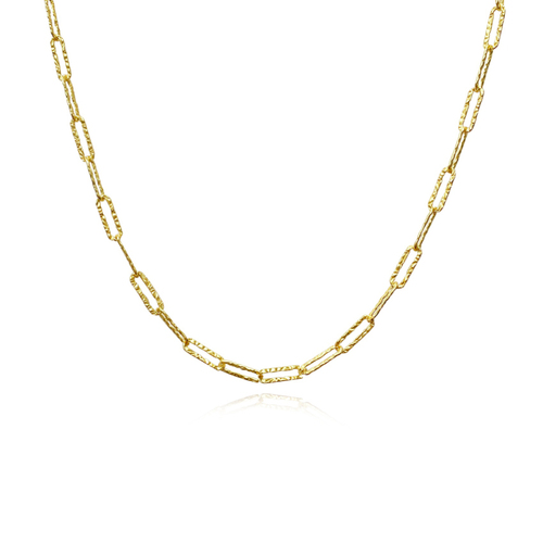 Culturesse Elijah Textured Link Chain Necklace (Gold Vermeil)