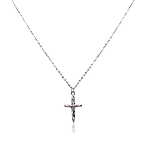 Culturesse Faith Textured Cross Pendant Necklace (Silver)