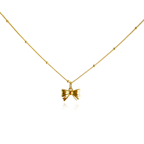 Culturesse Tilda Artisan Bow Tie Pendant Necklace (Gold)