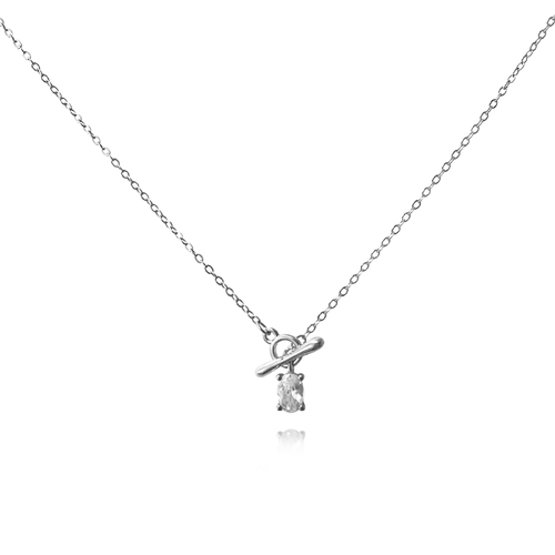 Culturesse Bjarne Zircon Toggle Pendant Necklace (Silver)