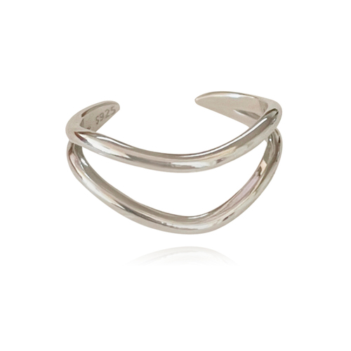 Culturesse Rue Artisan Twin Line Open Ring (Silver)