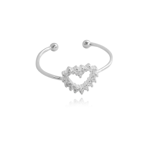 Culturesse Emir Fine Silver Heart Open Ring