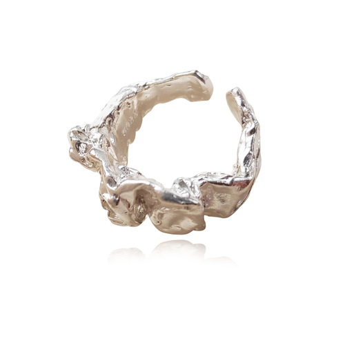 Culturesse Ezra Sculpture Open Ring - Silver