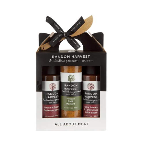 Random Harvest All About Meat Gift Set Smoky, Spicy Tomato and Chilli Mustard 