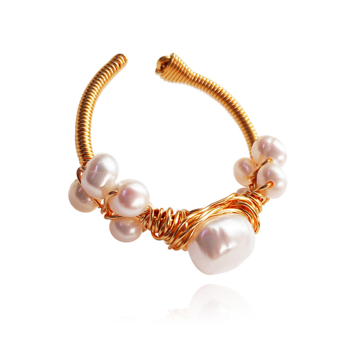 Culturesse Bjorne 24K Freshwater Pearl Nest Open Ring