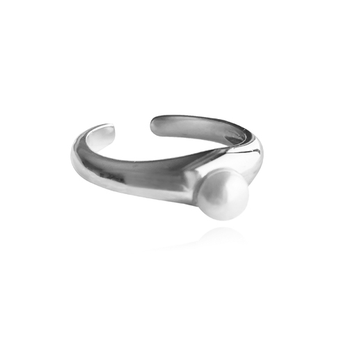 Culturesse Adalene Simplicity Pearl Open Ring (Silver)