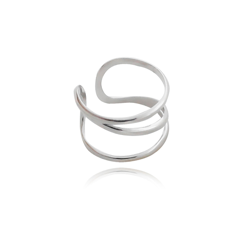 Culturesse Elva Artisan Silver Line Band Open Ring