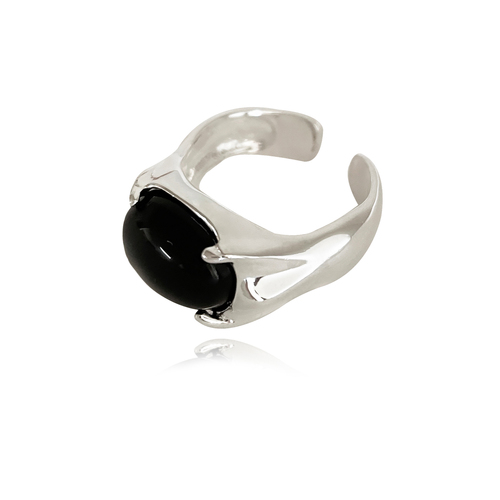 Culturesse Elliot Artisan Black Onyx Open Ring 