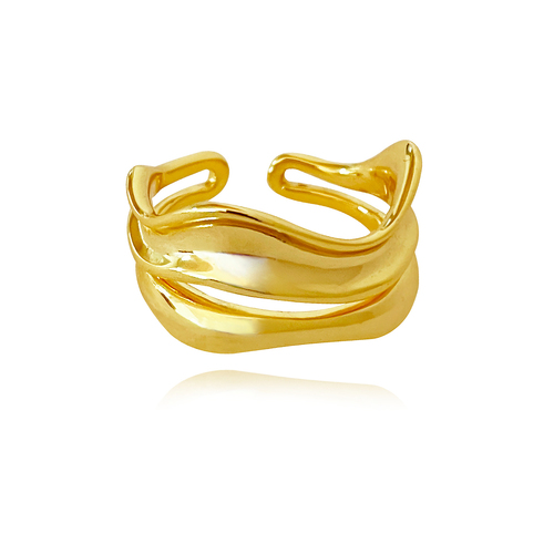 Culturesse Elenor Artsy Lining Open Ring (Gold Vermeil)