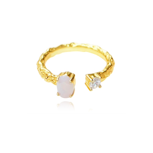 Culturesse Eislyn Twin Zircon Open Ring (Gold Vermeil)