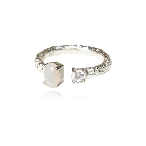 Culturesse Eislyn Twin Zircon Open Ring (Silver)