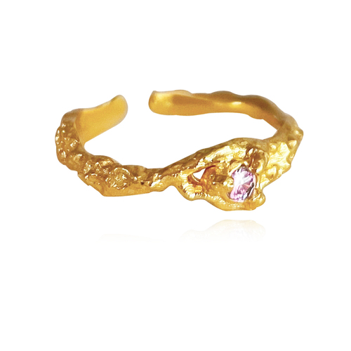 Culturesse Violette Artisan Textured Zircon Open Ring 