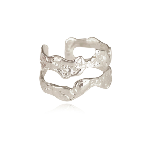 Culturesse Hendrix Sculpture Twin Line Open Ring (Silver)