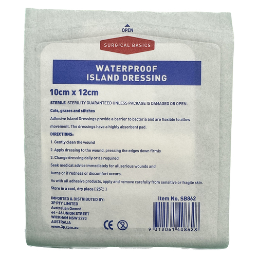 Surgical Basics Sterile Waterproof Island Wound Dressing 10cm x 12cm