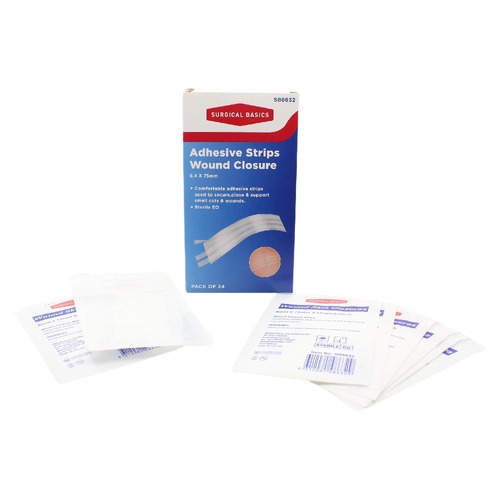 Surgical Basics Adhesive Wound Closure Strips 6 x 75mm 24 pack