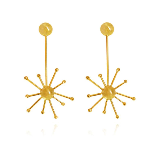 Culturesse Soleste 24K Artisan Sun Drop Earrings