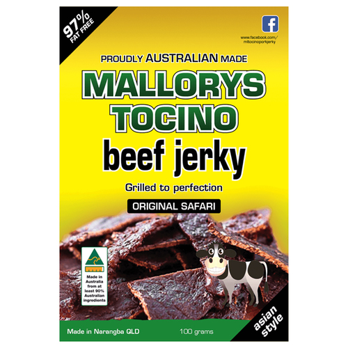 Mallorys Tocino Original Safari Beef Jerky 100g (for Human Consumption)